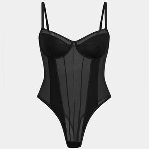 Micas Mesh Corset Slip Black Women's Bodysuit